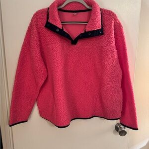 Pink Sherpa Pullover with Navy Trim XLP
